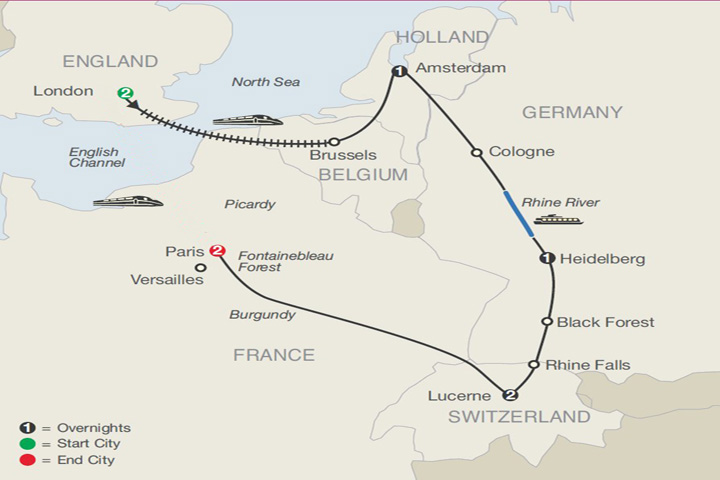 European Trip Map